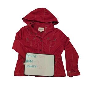 Point Zero Nicole Benisti‎ Red Hooded Lightweight Jacket L Womens